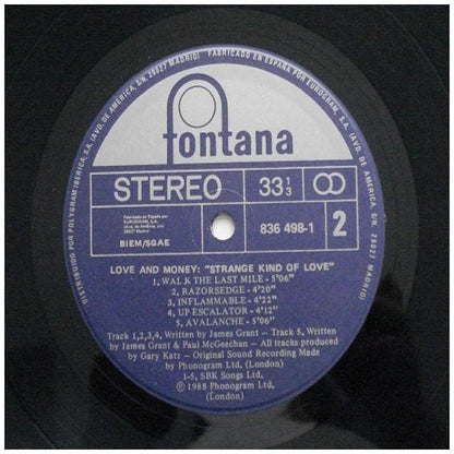 LOVE AND MONEY - STRANGE KIND OF LOVE | VINILO USADO