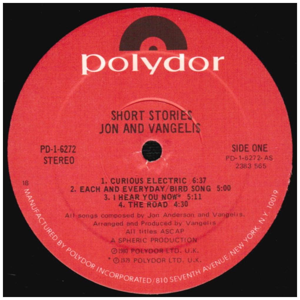 JON & VANGELIS - SHORT STORIES | 7" SINGLE USADO