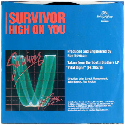 SURVIVOR - HIGH ON YOU | 7" SINGLE USADO