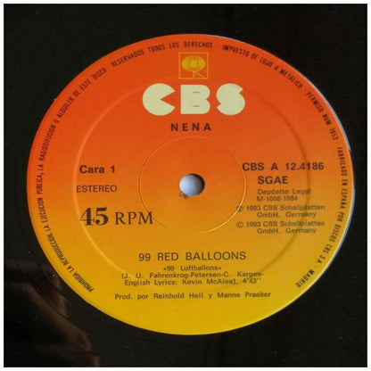 NENA - 99 RED BALLOONS/99 LUFTBALLONS | 12'' MAXI SINGLE USADO