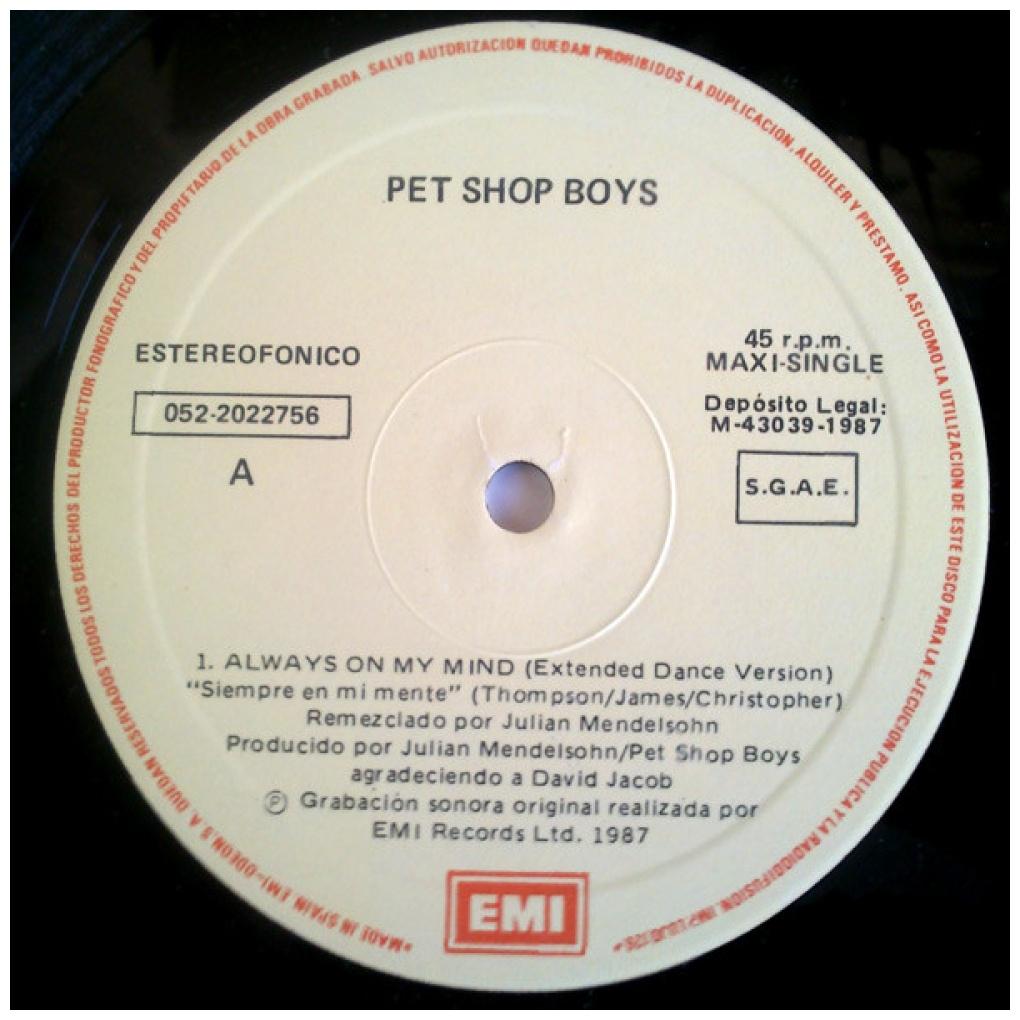 PET SHOP BOYS - ALWAYS ON MY MIND | 12" MAXI SINGLE VINILO USADO