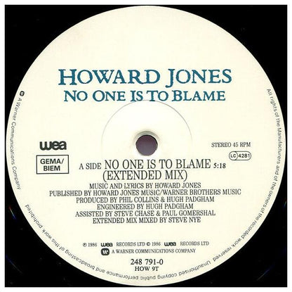 HOWARD JONES - NO ONE IS TO BLAME | 12" MAXI SINGLE USADO