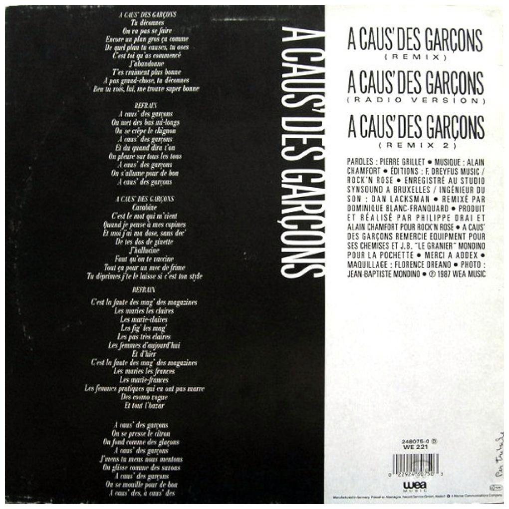 A CAUS' DES GARÇONS - A CAUS' DES GARÇONS | 12'' MAXI SINGLE USADO