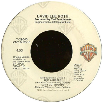 DAVID LEE ROTH - JUST A GIGOLO/I AIN'T GOT NOBODY | 7" SINGLE USADO