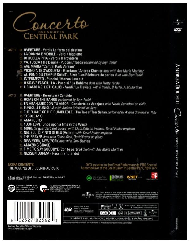 ANDREA BOCELLI - CONCERTO: ONE NIGHT ONLY | DVD