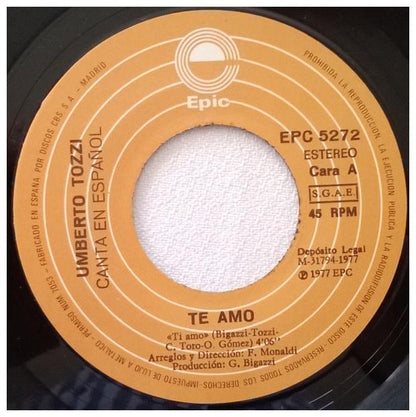 UMBERTO TOZZI - TE AMO (EN ESPANOL) | 7 SINGLE VINILO USADO