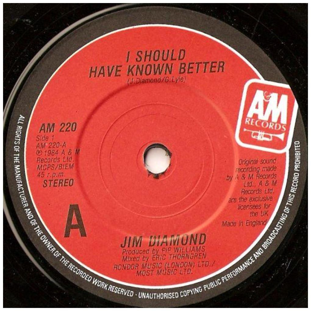 JIM DIAMOND - I SHOULD HAVE KNOWN BETTER | 7" SINGLE USADO