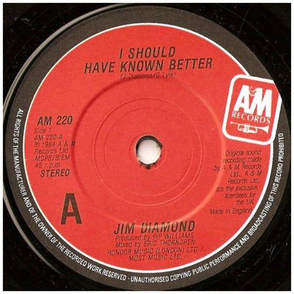 JIM DIAMOND - I SHOULD HAVE KNOWN BETTER | 7" SINGLE USADO