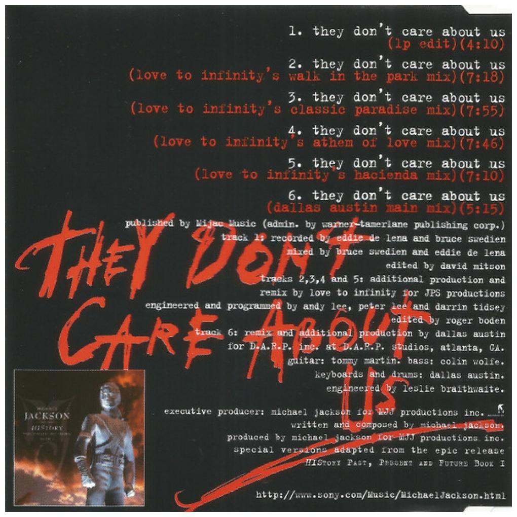 MICHAEL JACKSON - THEY DON'T CARE ABOUT US (CD MAXI SINGLE) | CD