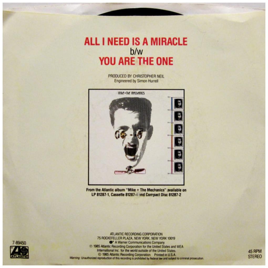MIKE + THE MECHANICS - ALL I NEED IS A MIRACLE | 7" SINGLE USADO