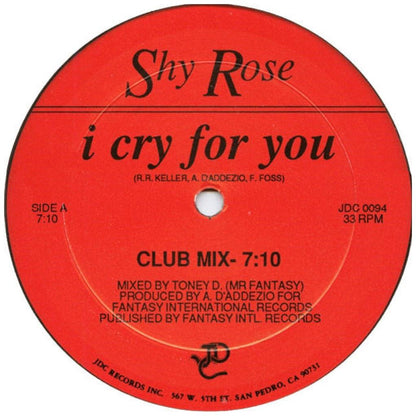 SHY ROSE - I CRY FOR YOU | 12'' MAXI SINGLE USADO