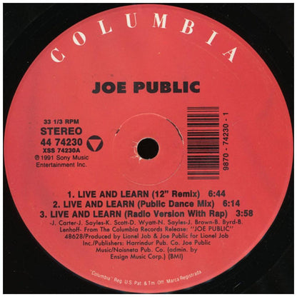 JOE PUBLIC - LIVE & LEARN | 12" MAXI SINGLE VINILO USADO