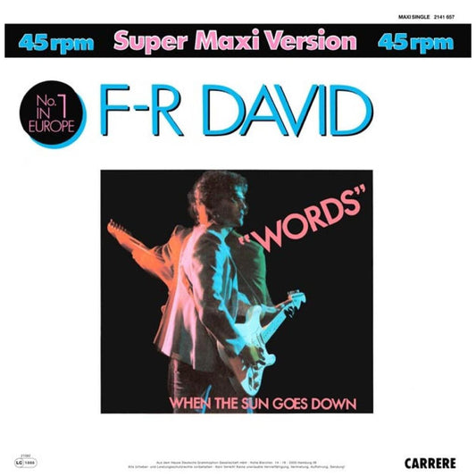 F.R. DAVID - WORDS | 12" MAXI SINGLE VINILO USADO