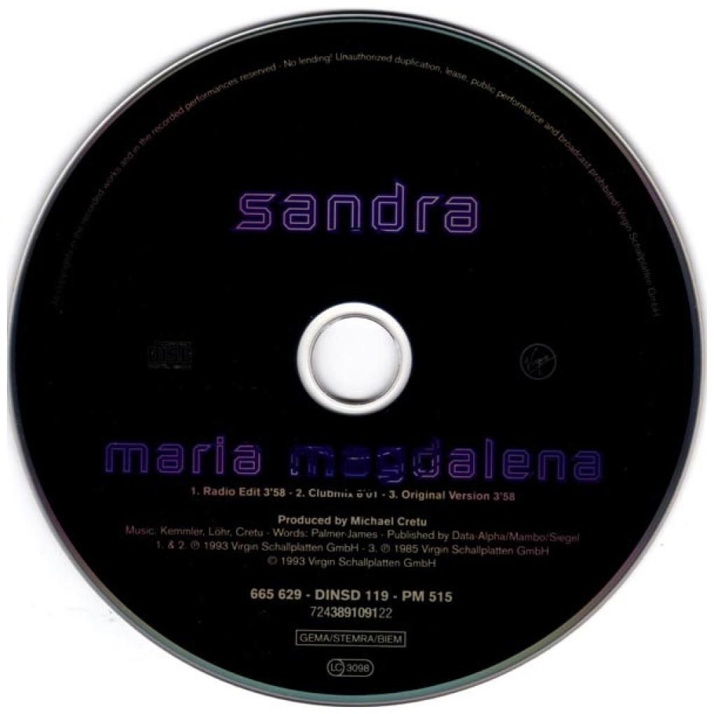 SANDRA - MARIA MAGDALENA (CD MAXI SINGLE) | CD