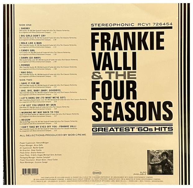 FRANKIE VALLI & THE FOUR SEASONS - GREATEST 60 S HITS (BLUE VINYL) | VINILO
