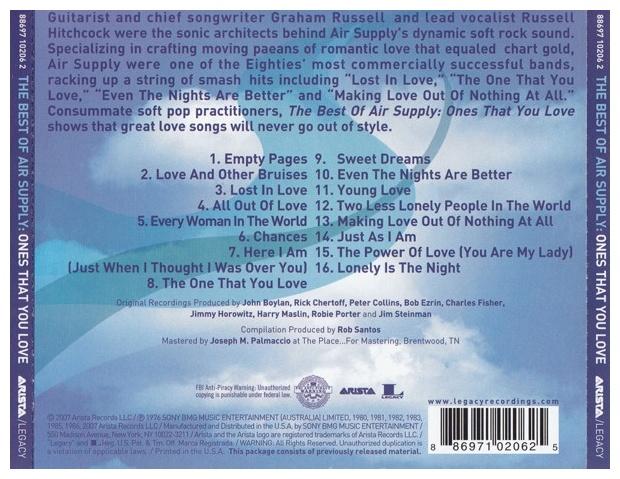 AIR SUPPLY - ONES THAT YOU LOVE: THE BEST | CD