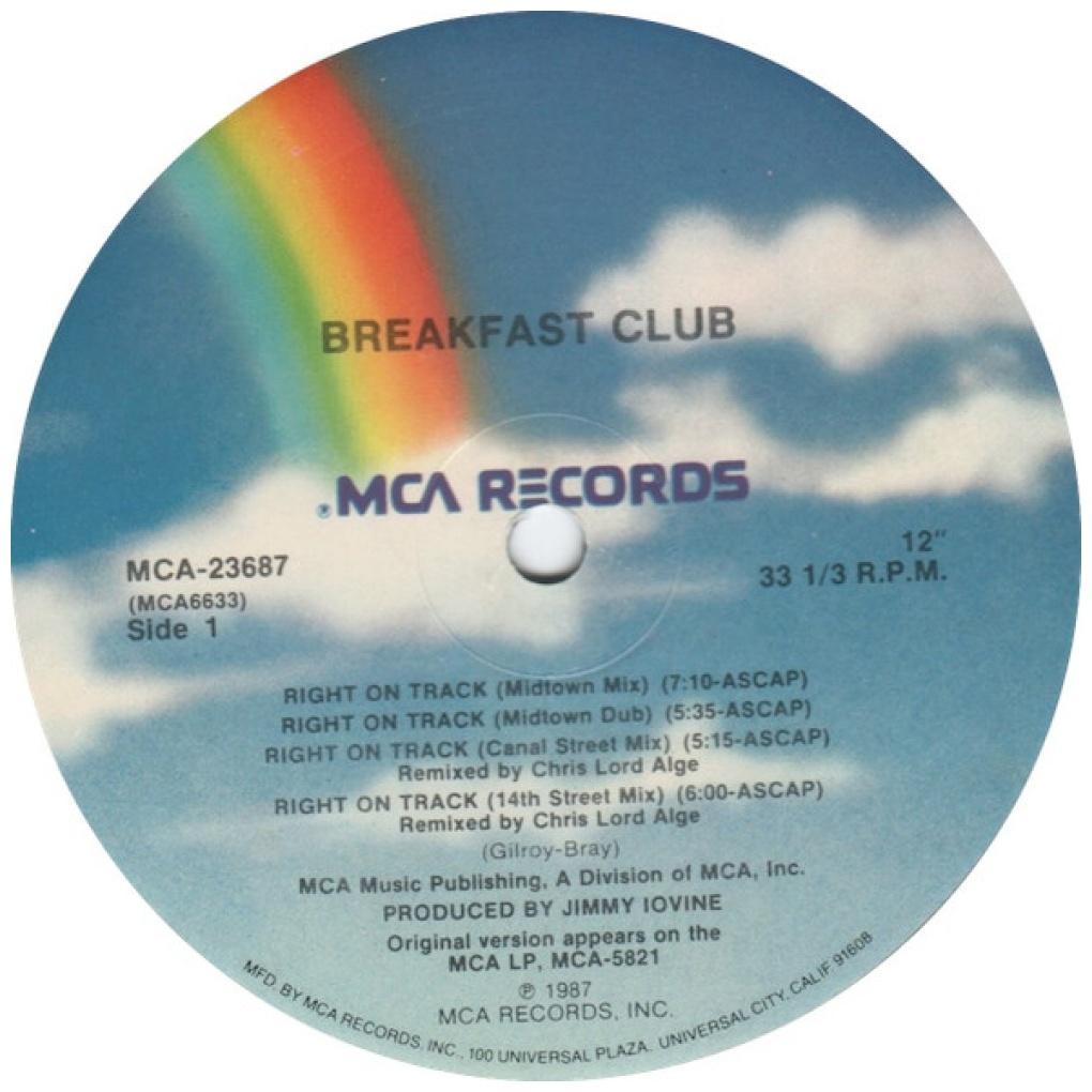 BREAKFAST CLUB - RIGHT ON TRACK | 12'' MAXI SINGLE USADO