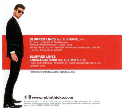 ROBIN THICKE feat. T.I. + PHARRELL - BLURRED LINES | CD SINGLE USADO