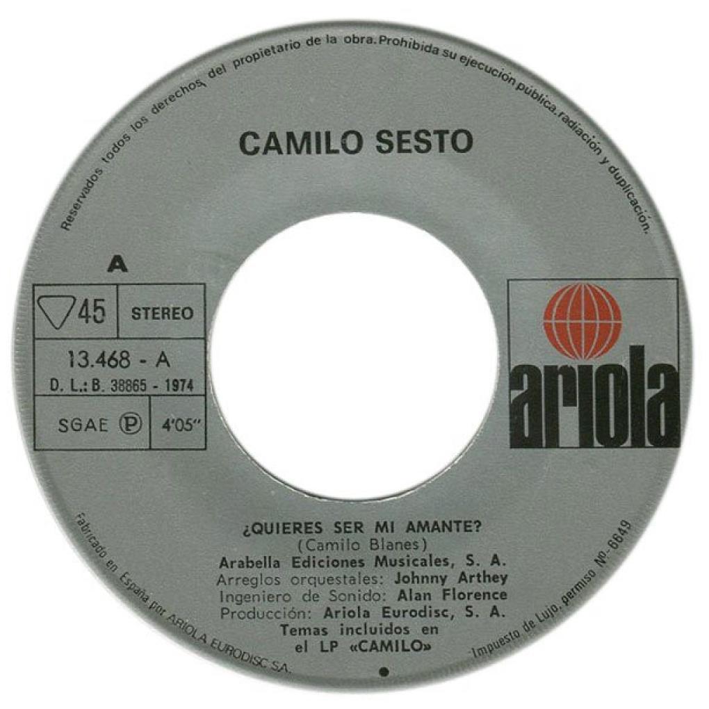 CAMILO SESTO - ¿QUIERES SER MI AMANTE?/DÉJAME PARTICIPAR (EN TU JUEGO) | 7" SINGLE USADO