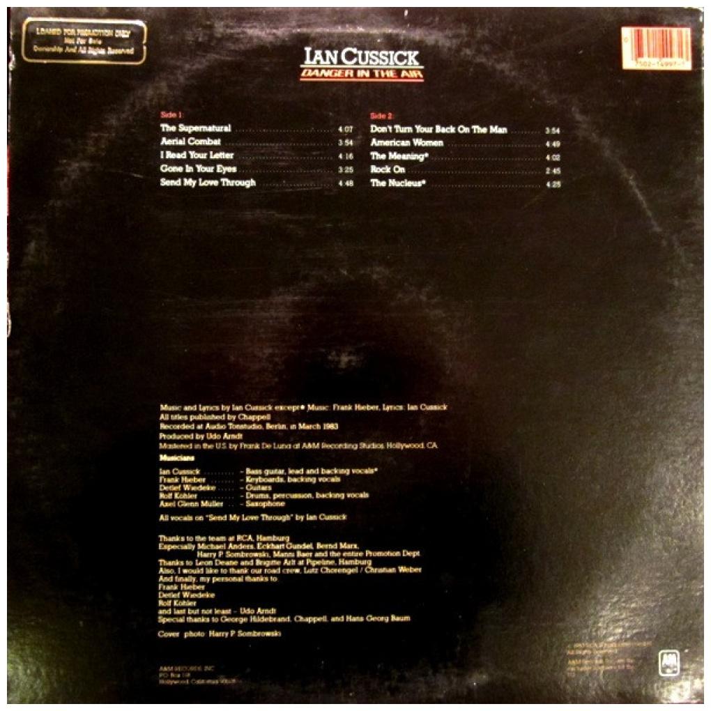 IAN CUSSICK - DANGER IN THE AIR (PROMO COPY) | VINILO USADO