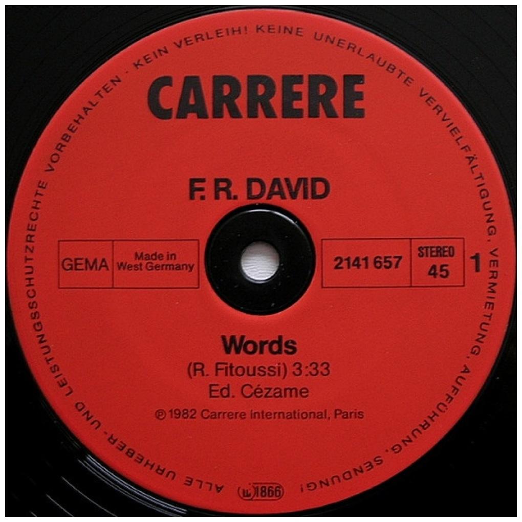 F.R. DAVID - WORDS | 12" MAXI SINGLE VINILO USADO