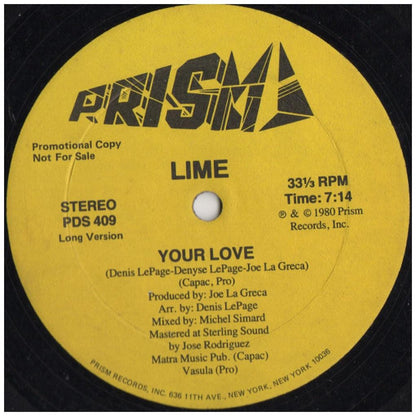LIME - YOUR LOVE (PROMO COPY) | 12'' MAXI SINGLE USADO