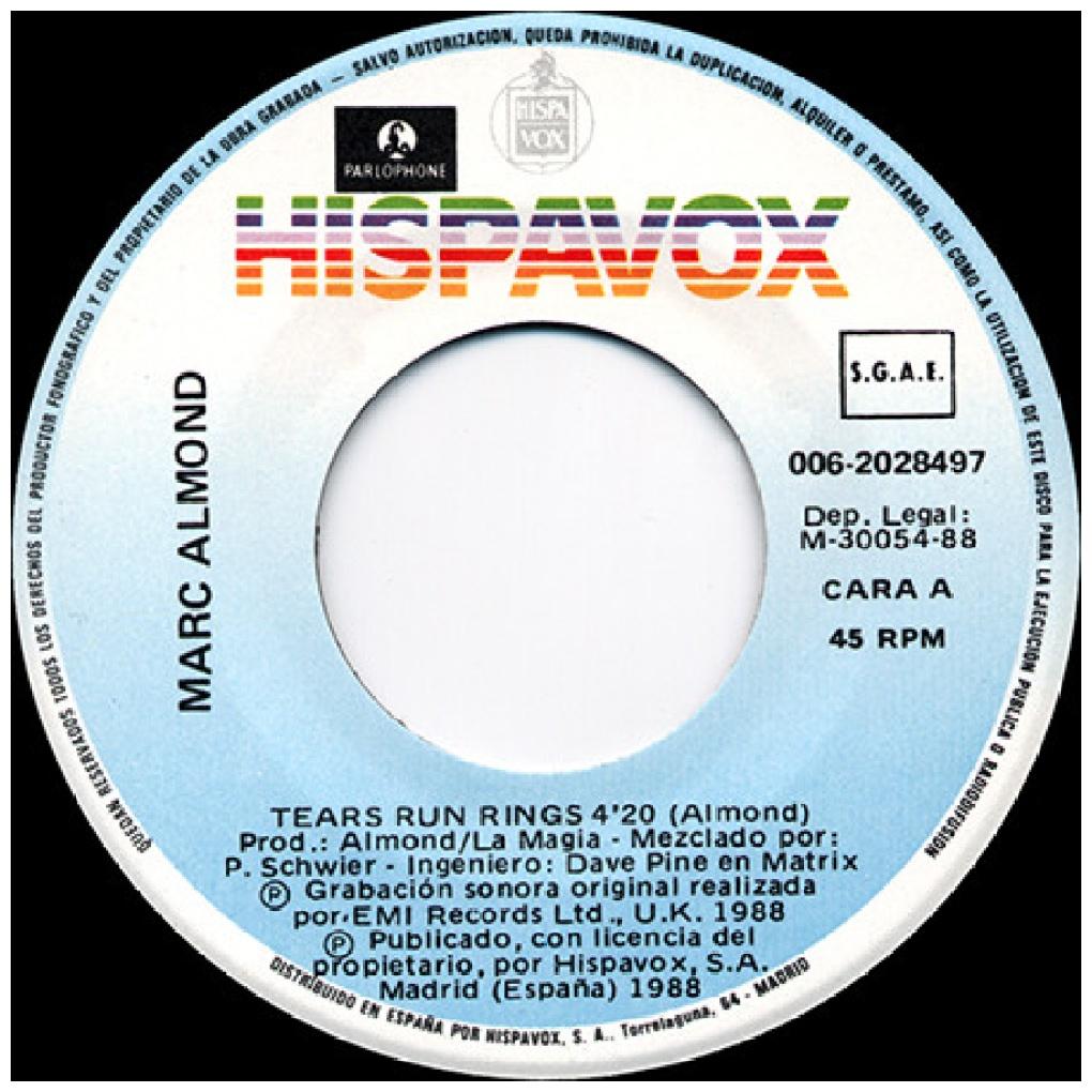 MARC ALMOND - TEARS RUN RINGS | 7" SINGLE USADO