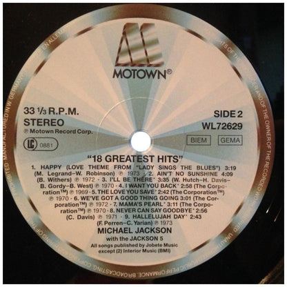 MICHAEL JACKSON AND THE JACKSON 5 - 18 GREATEST HITS | VINILO USADO