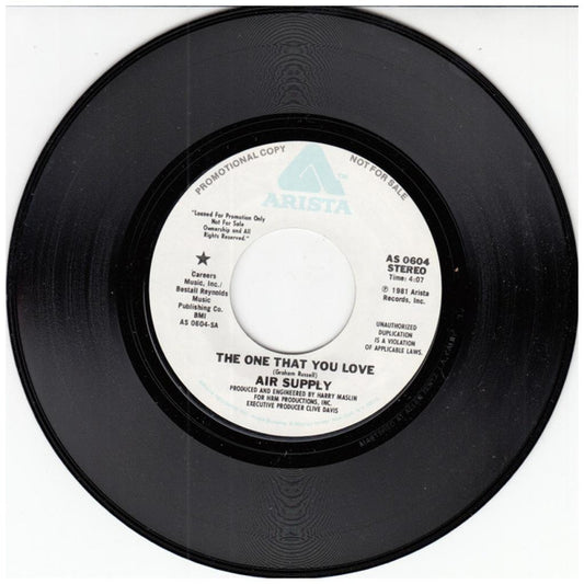 AIR SUPPLY - THE ONE THAT YOU LOVE (PROMO COPY) | 7" SINGLE USADO