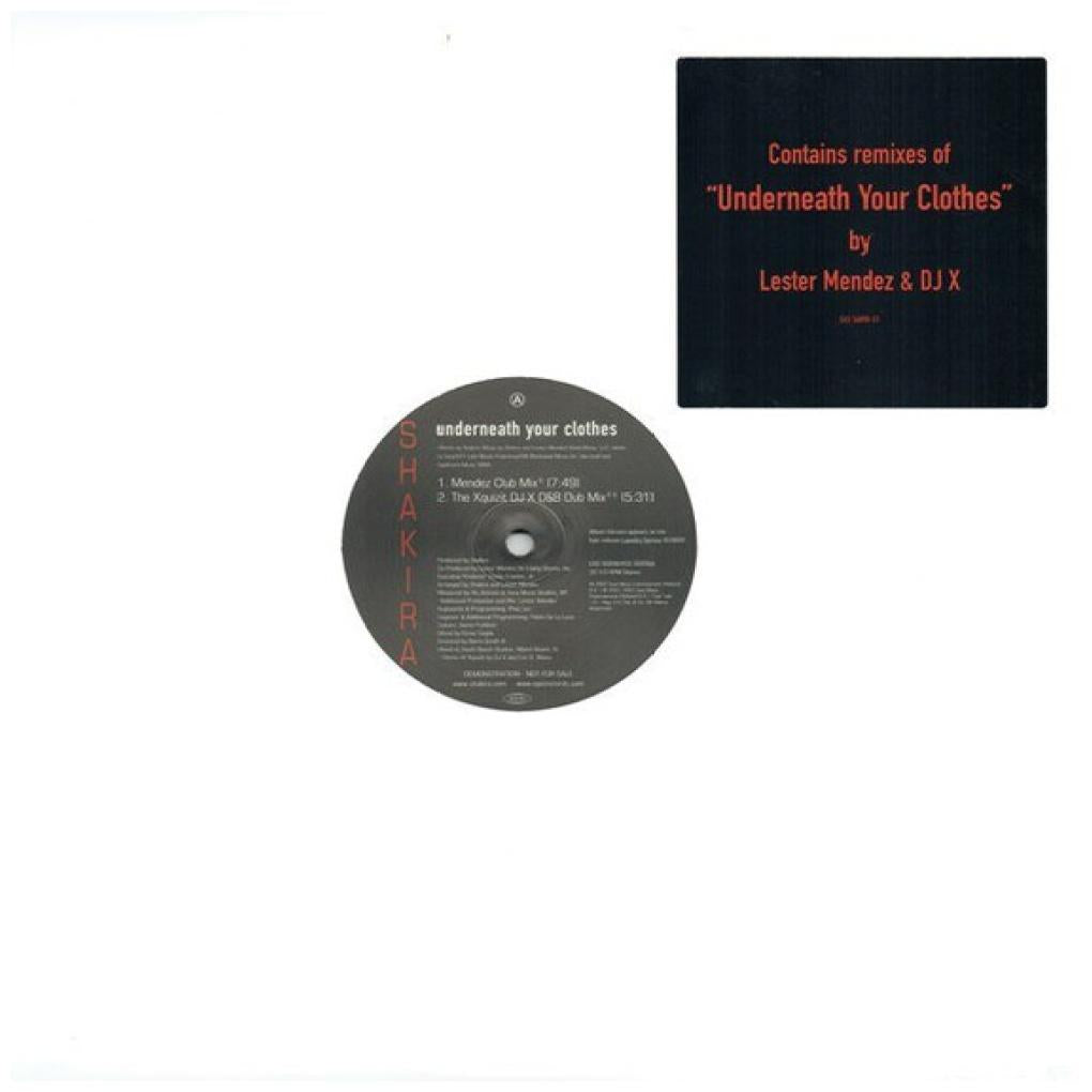 SHAKIRA - UNDERNEATH YOUR CLOTHES (MENDEZ CLUB MIX) (PROMO COPY) | 12'' MAXI SINGLE USADO