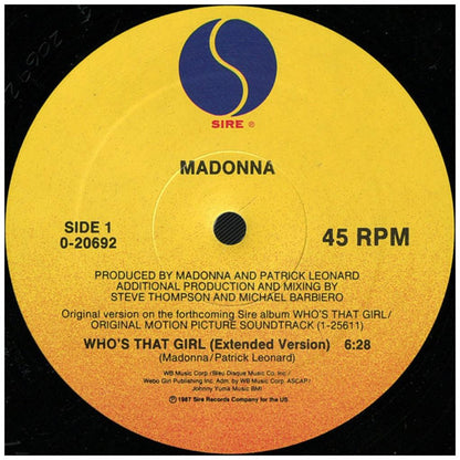 MADONNA - WHO'S THAT GIRL | 12'' MAXI SINGLE USADO