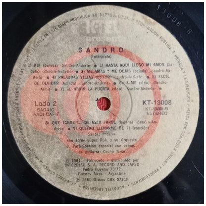 SANDRO - 18 EXITOS ORIGINALES | VINILO USADO