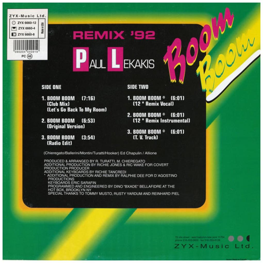 PAUL LEKAKIS - BOOM BOOM (LET'S GO BACK TO MY ROOM) | 12" MAXI SINGLE VINILO USADO