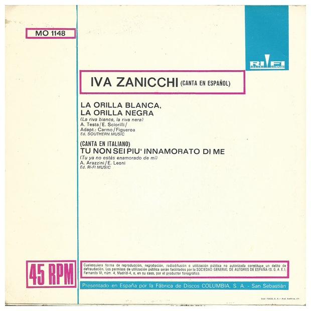 IVA ZANICCHI - LA ORILLA BLANCA, LA ORILLA NEGRA (EN ESPANOL) | 7" SINGLE VINILO USADO