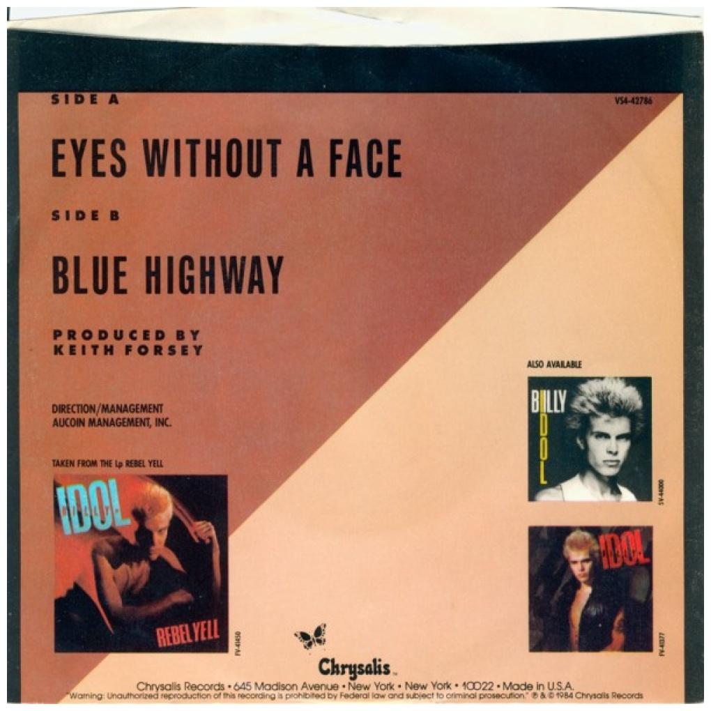 BILLY IDOL - EYES WITH OUT A FACE | 7" SINGLE USADO