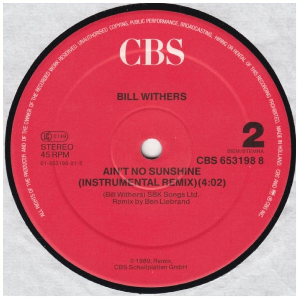 BILL WITHERS - AIN'T NO SUNSHINE (SEXUAL MIX) | 12" MAXI SINGLE VINILO USADO