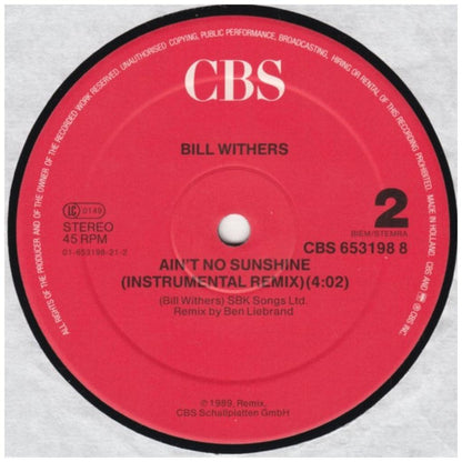 BILL WITHERS - AIN'T NO SUNSHINE (SEXUAL MIX) | 12" MAXI SINGLE VINILO USADO