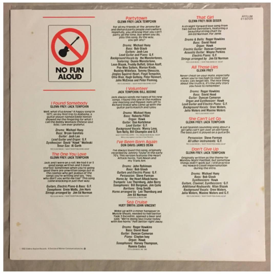 GLEN FREY - NO FUN ALOUD | VINILO