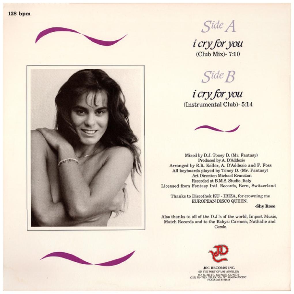 SHY ROSE - I CRY FOR YOU | 12'' MAXI SINGLE USADO