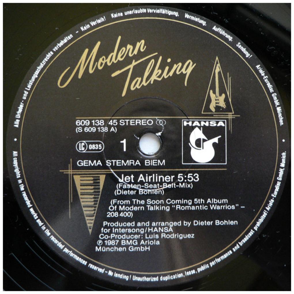 MODERN TALKING - JET AIRLINER | 12'' MAXI SINGLE USADO