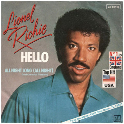 LIONEL RICHIE - HELLO/ALL NIGHT LONG (ALL NIGHT) INSTRUMENTAL VERSION | 7" SINGLE USADO