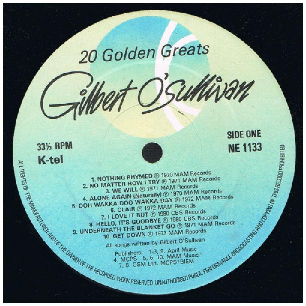 GILBERT O'SULLIVAN - 20 GOLDEN GREATS | VINILO USADO