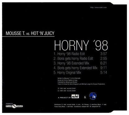 MOUSSE T V/S HOT  N  JUICY - HORNY 98 | CD SINGLE USADO