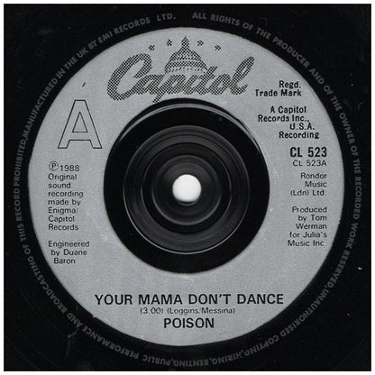 POISON - YOUR MAMA DON'T DANCE | 7" SINGLE USADO