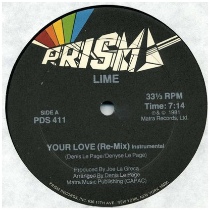 LIME - YOUR LOVE (RE-MIX) | 12" MAXI SINGLE VINILO USADO