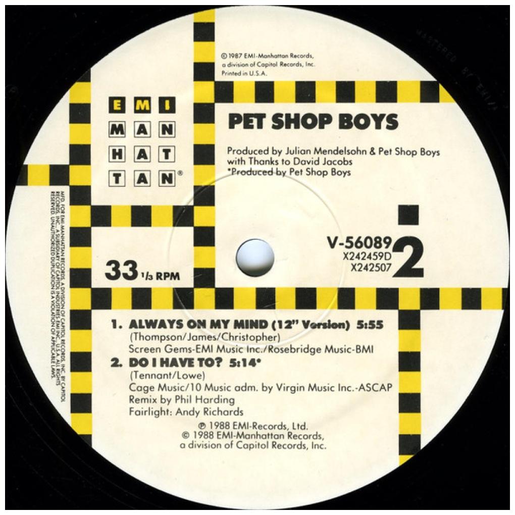 PET SHOP BOYS - ALWAYS ON MY MIND | 12'' MAXI SINGLE USADO