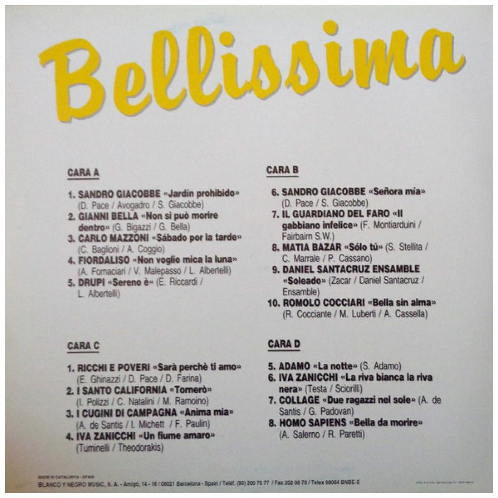 BELLISSIMA - VARIOUS ARTIST (2LP) | VINILO USADO