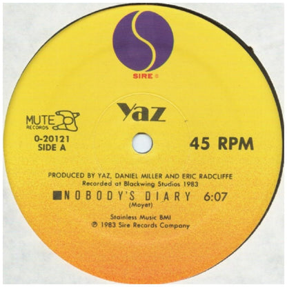YAZOO - NOBODY'S DIARY | 12" MAXI SINGLE VINILO USADO