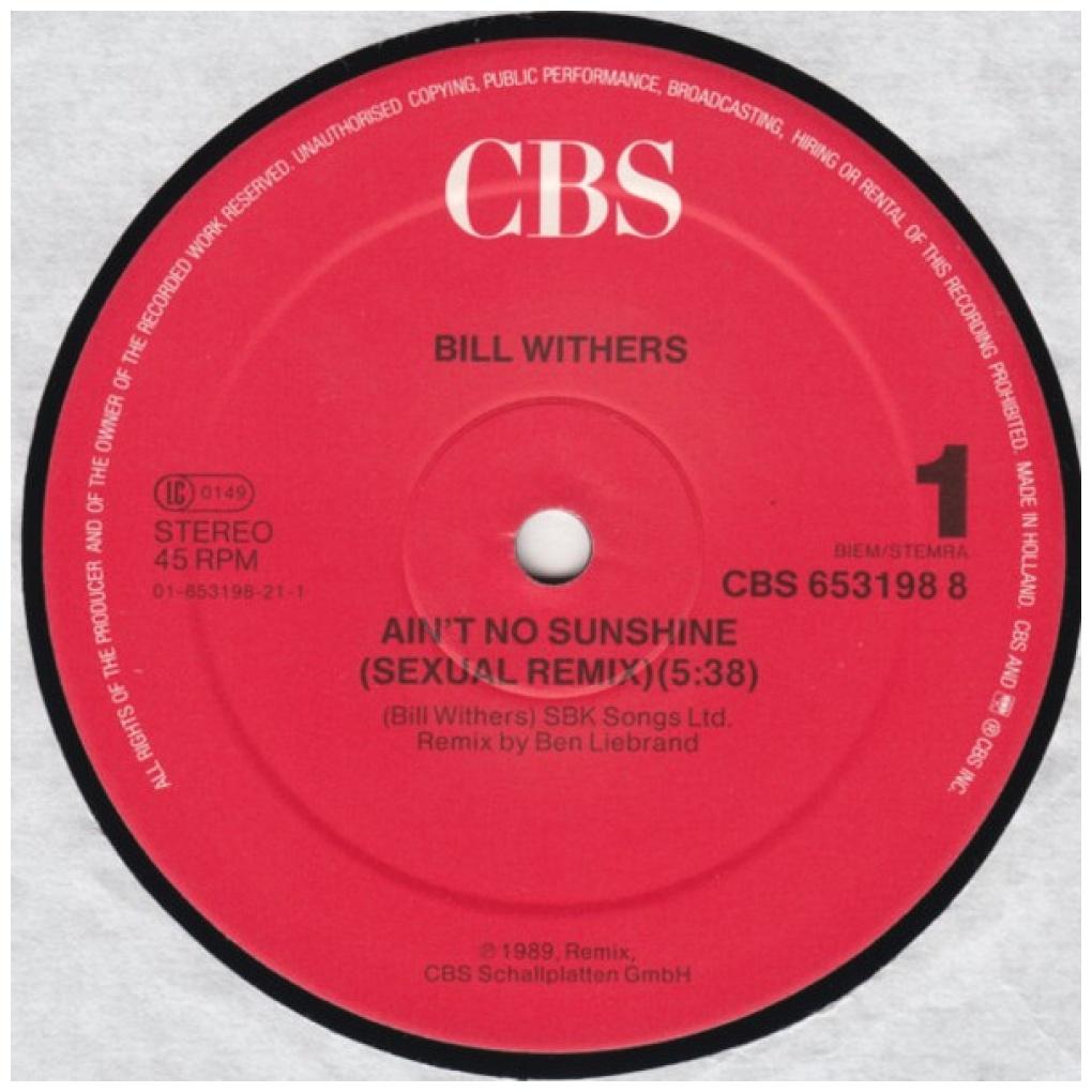 BILL WITHERS - AIN'T NO SUNSHINE (SEXUAL MIX) | 12" MAXI SINGLE VINILO USADO