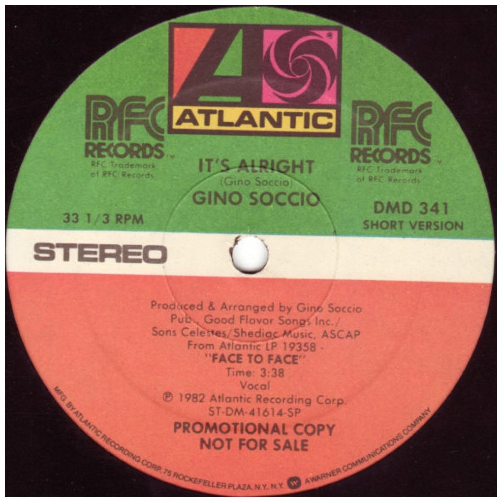 GINO SOCCIO - IT'S ALRIGHT (PROMO COPY) | 12" MAXI SINGLE VINILO USADO